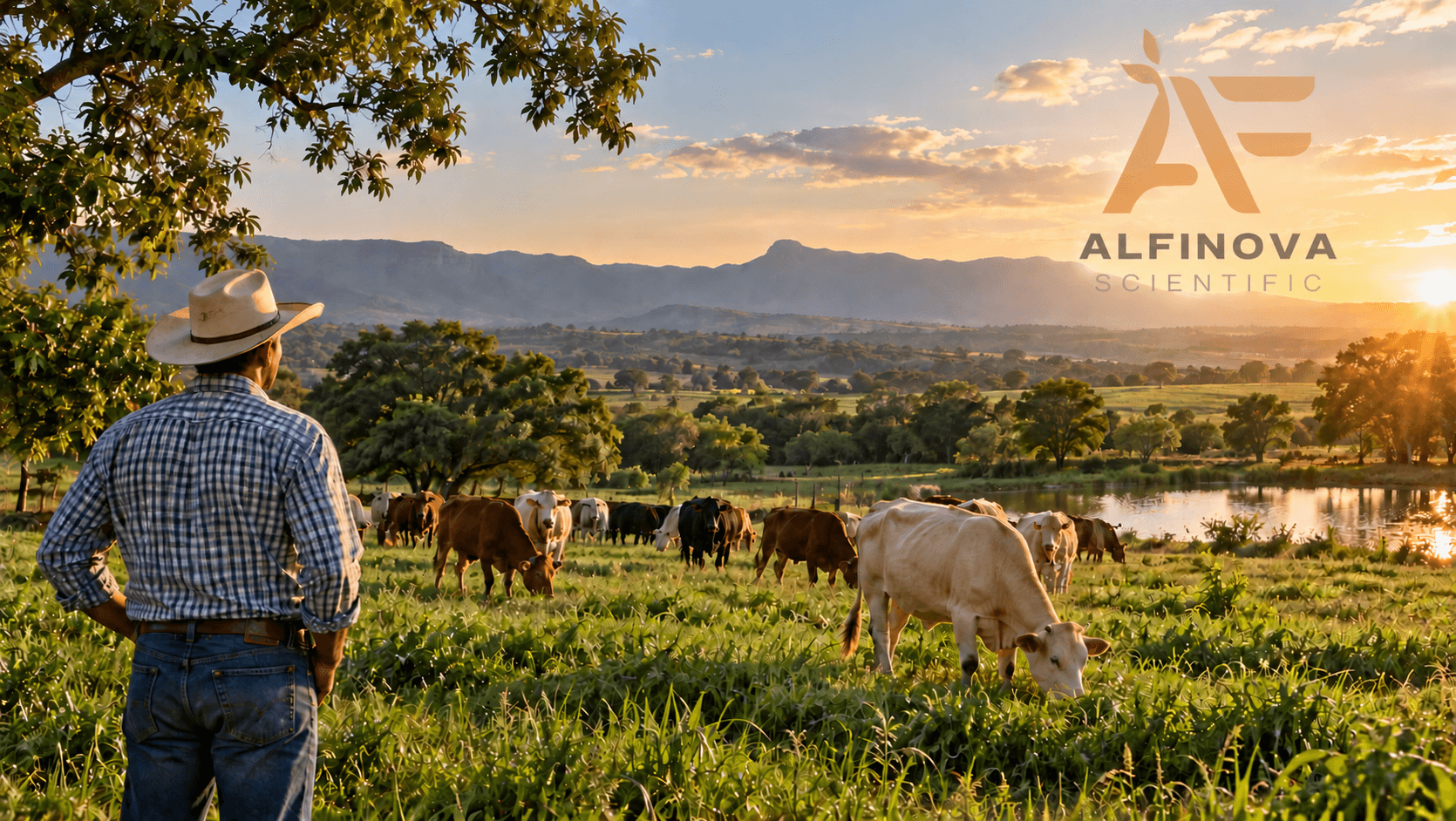 Ganado en un sistema de producción pecuaria asociado con prácticas de ganadería sustentable y bienestar animal